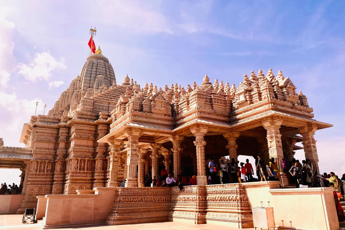 A beautiful temple in Gujrat is where people come to pray and have peace.